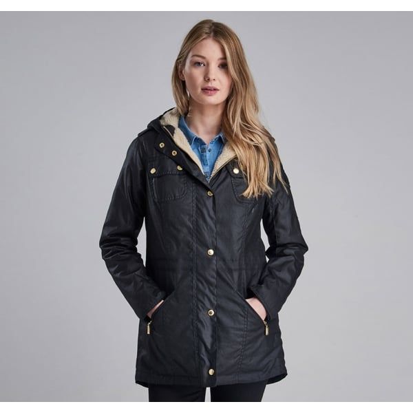 Womens Black Flywheel Waxed Parka