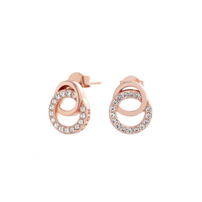 Womens Rose Gold Bejewelled Classic Earrings