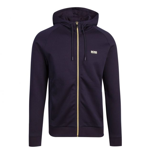 Athleisure Mens Navy/Gold Saggy 1 Hooded Zip Through Sweat Top