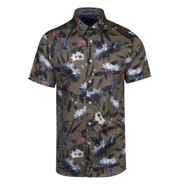 Mens Khaki Johnn Kingfisher Print S/s Shirt