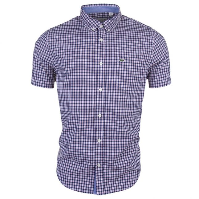 Mens Anchor & White Check Slim Fit S/s Shirt