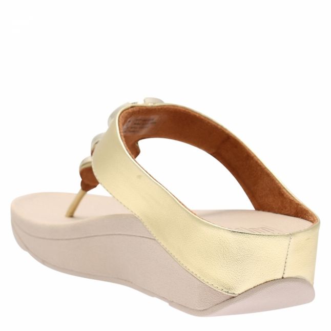 Womens Gold Halo Tortoise Toe-Thong Sandals