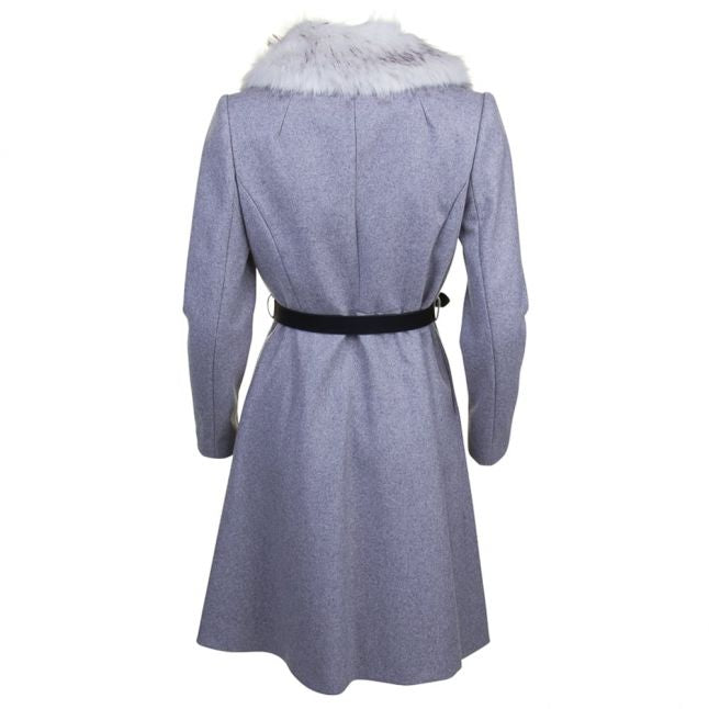 Womens Light Grey Narniaa Faux Fur Trim Coat