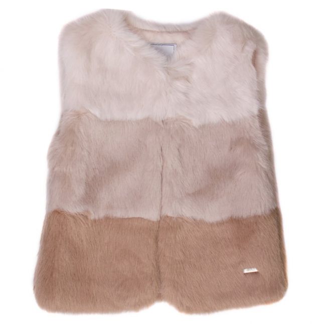 Girls Ocher Faded Faux Fur Gilet