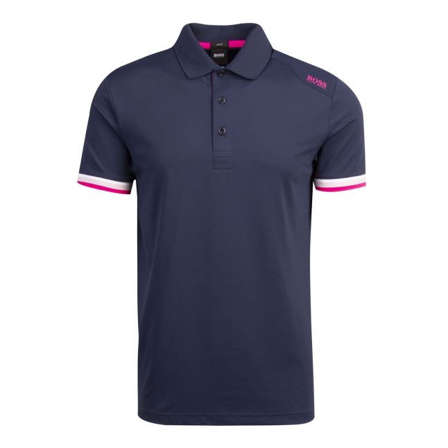 Athleisure Mens Navy/Pink Paule 6 Slim Fit S/s Polo Shirt