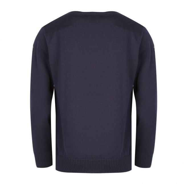 Paul & Shark Mens Navy Button Shoulder Crew Knitted Jumper