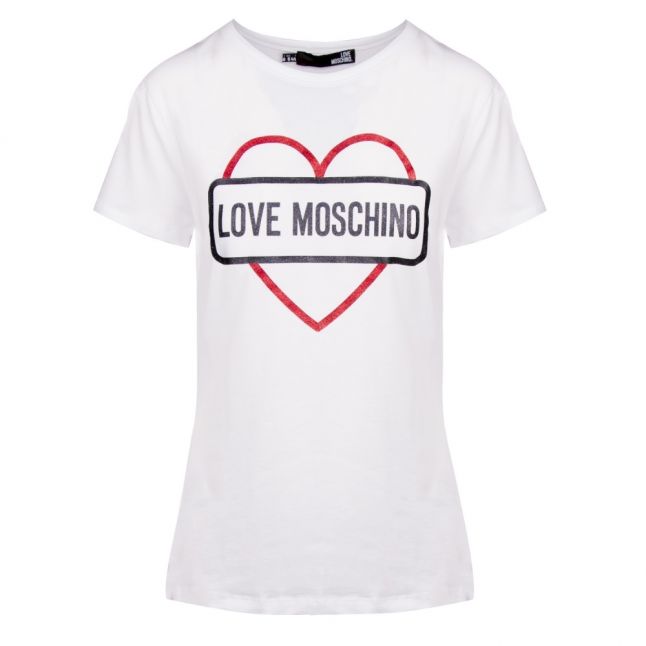 Womens Optical White Logo Heart S/s T Shirt