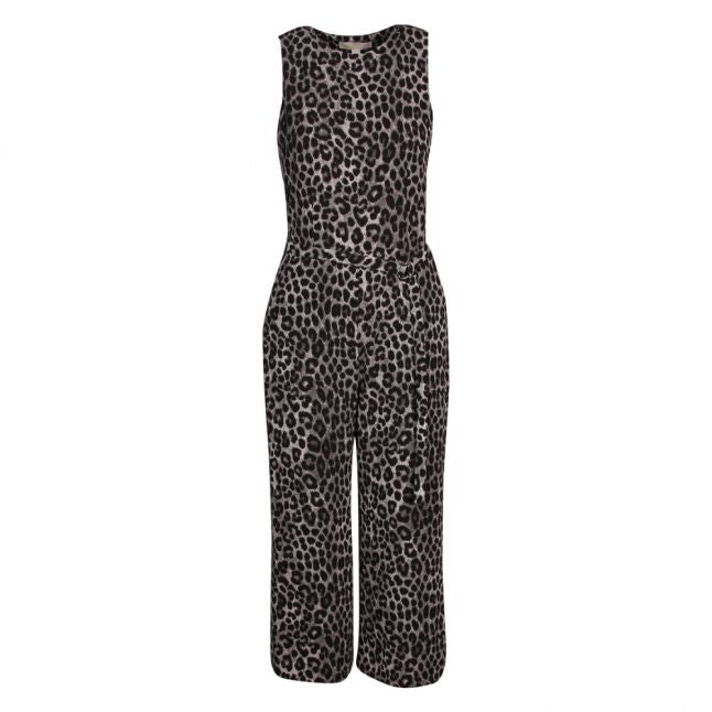 Womens Gunmetal Cheetah Drawstring Jumpsuit