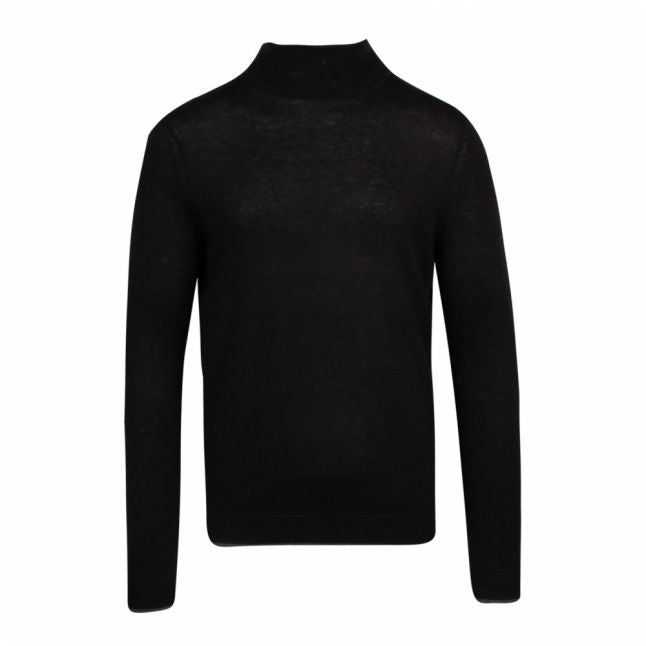 Mens Black Newtrik Fine Roll Neck Knitted Jumper