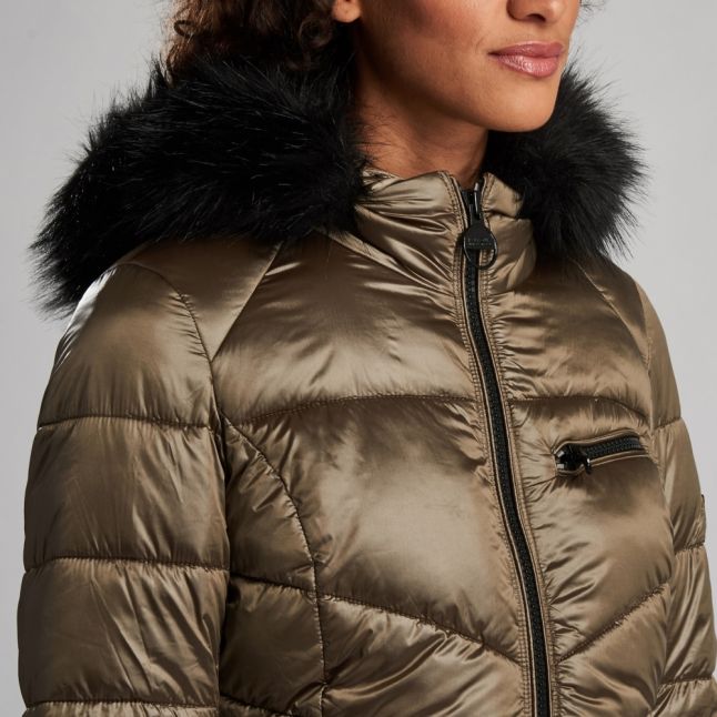 Womens Bronze Premium Strike Hooded Quilted Jacket