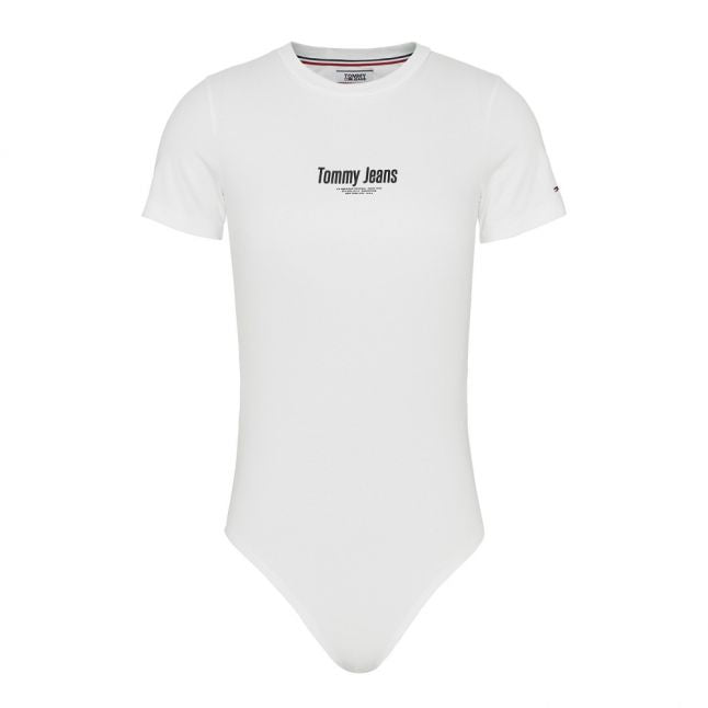 Womens White Logo S/s Bodysuit