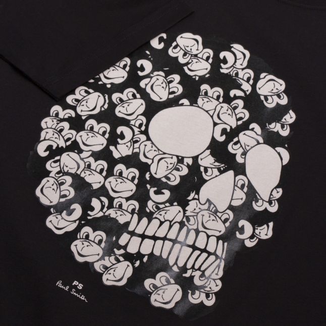 Mens Black Monkey Skull Regular Fit S/s T Shirt