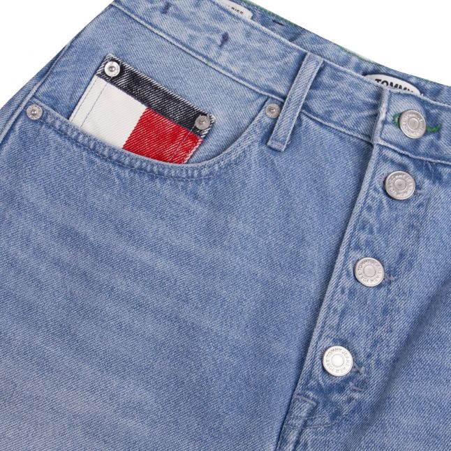 Womens Light Blue Mom Jean Shorts