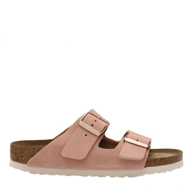 Womens Light Rose Suede Arizona Soft Footbed Slides