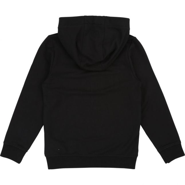 Boys Black Branded Hood Zip Thru Sweat Top