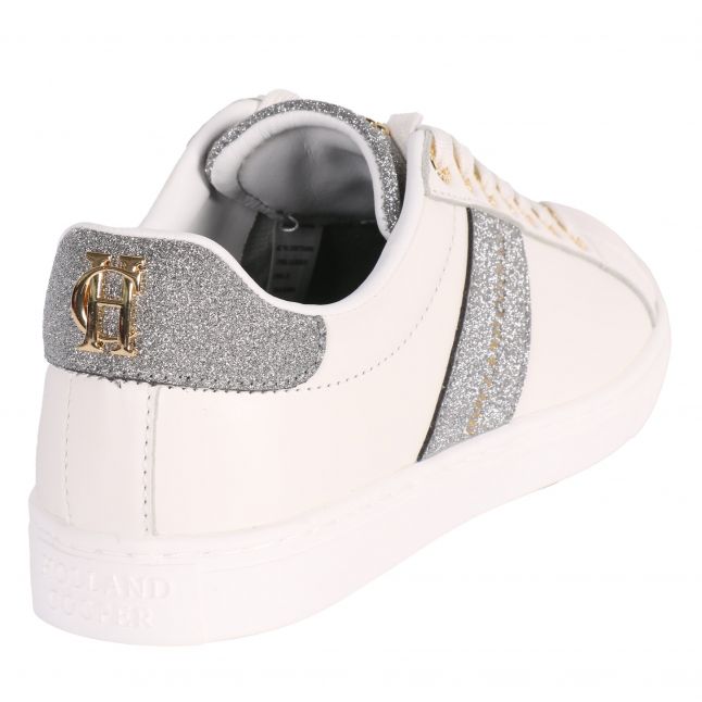 Womens White Silver Crystal Knightsbridge Court Trainers