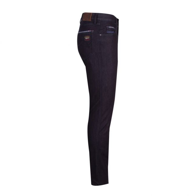 Mens Dark Blue Branded Straight Fit Jeans