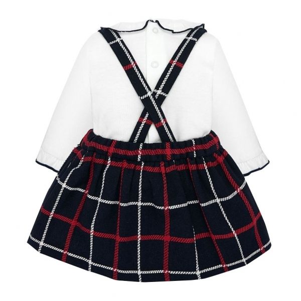 Baby Navy Frill Top & Pinafore Dress Set