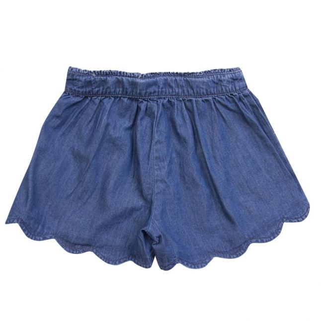 Girls Blue Embroidered Denim Shorts