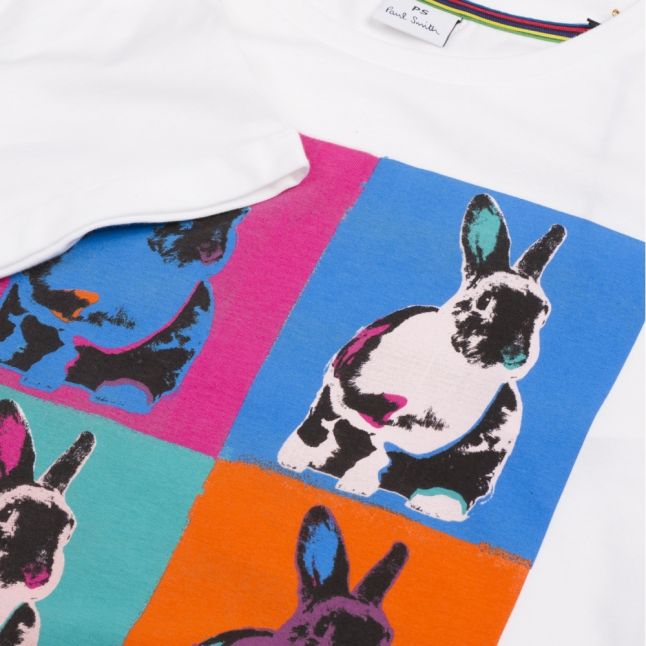 Womens White Art Rabbit S/s T Shirt