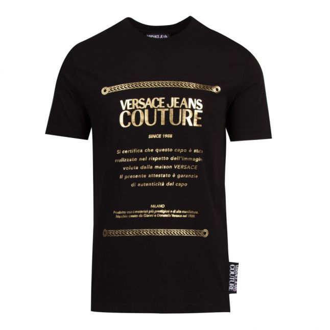 Mens Black Foil Couture Logo Slim Fit S/s T Shirt