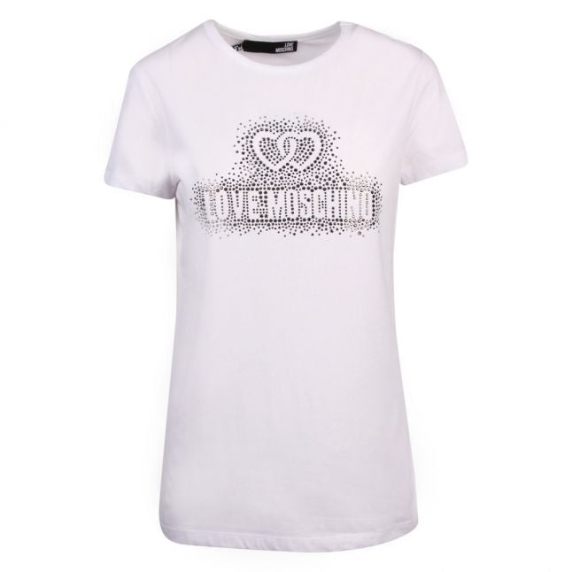 Womens Optical White Crystal Logo S/s T Shirt