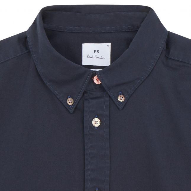 Mens Dark Navy Plain Reg Fit L/s Shirt