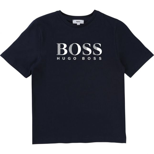 Boys Navy Branded S/s T Shirt