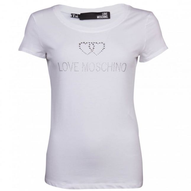 Womens Optical White Jewel Logo S/s T Shirt