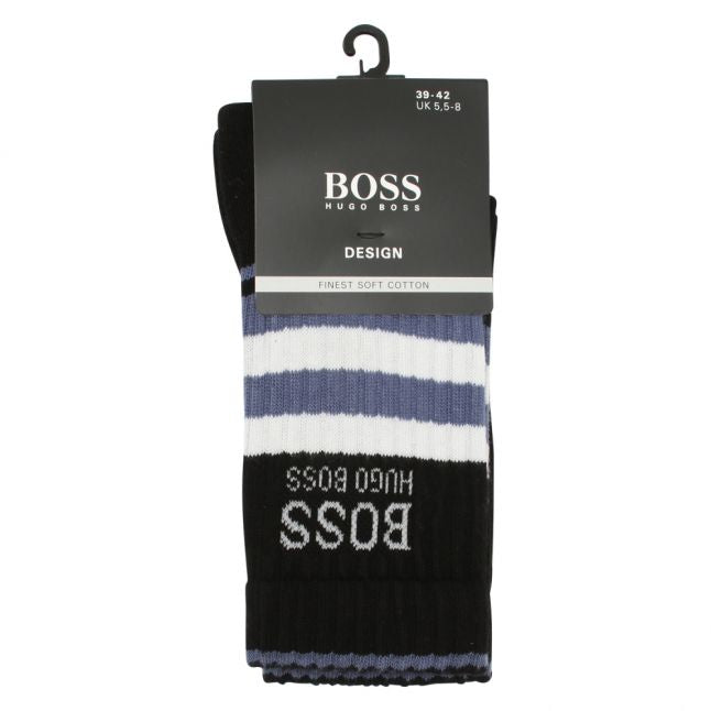 Mens Black Rib Stripe Sports Socks