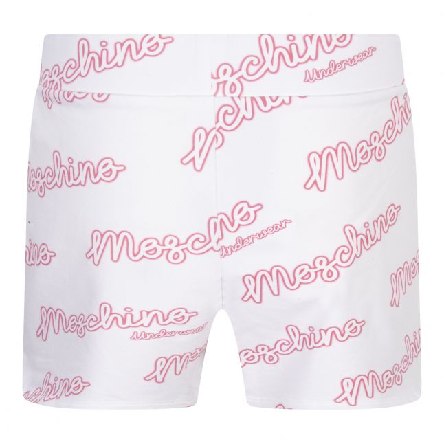 Womens White/Pink Neon Logo Sweats Shorts