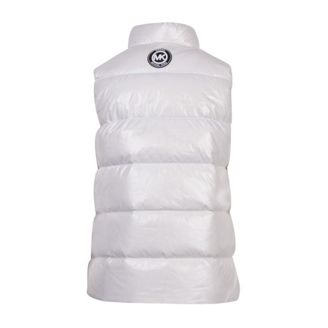 Womens White Branded Shiny Padded Gilet