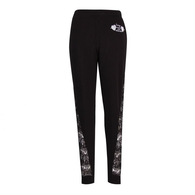 Womens Black Lace Panel Sweat Pants