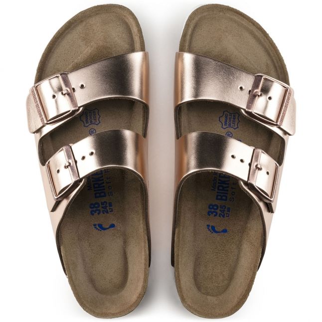 Womens Birkenstock Metallic Copper Arizona Slide Sandals