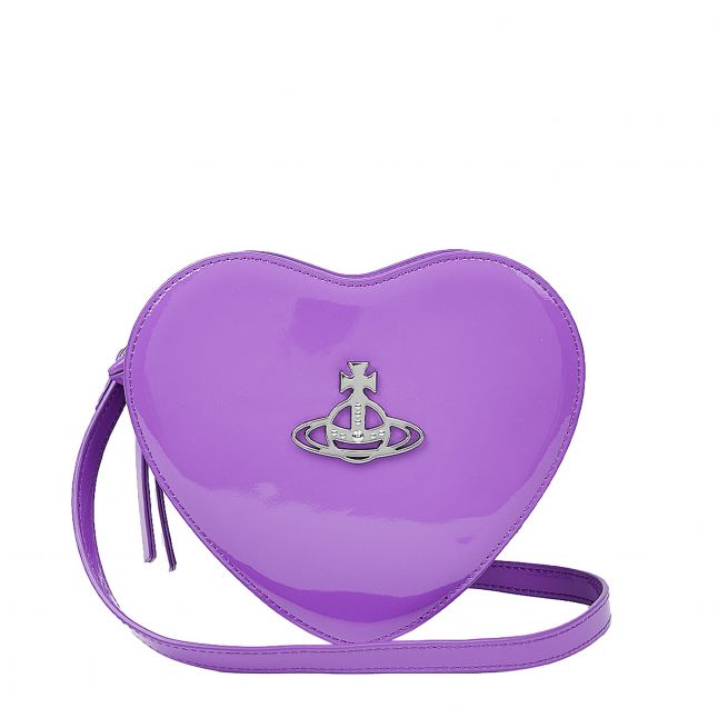 Womens Purple Louise Patent Heart Crossbody