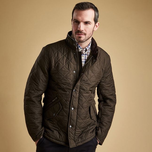 Mens Olive Powell Quilted Jacket