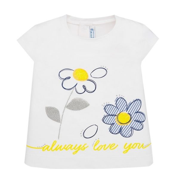 Infant White Daisy Print S/s T Shirt