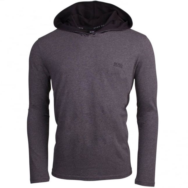 Mens Charcoal Hooded L/s T Shirt