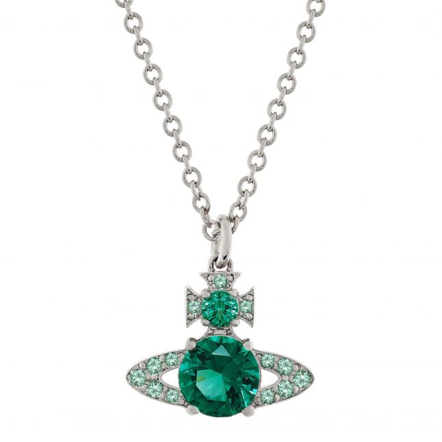 Womens Platinum/Green CZ Ismene Pendant