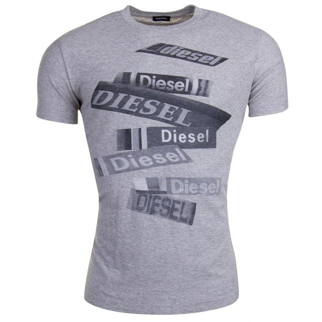 Mens Grey T-Diego-QD S/s T Shirt