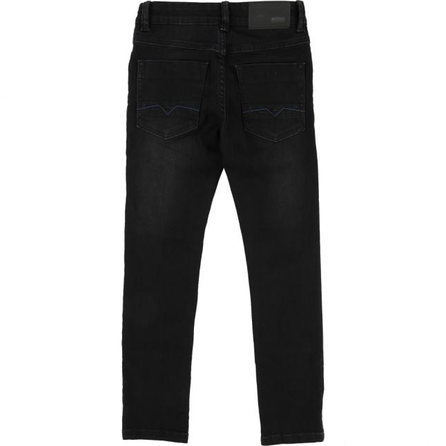 Boys Black Branded Slim Fit Jeans