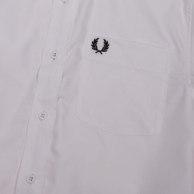 Mens White Grandad Collar L/s Shirt