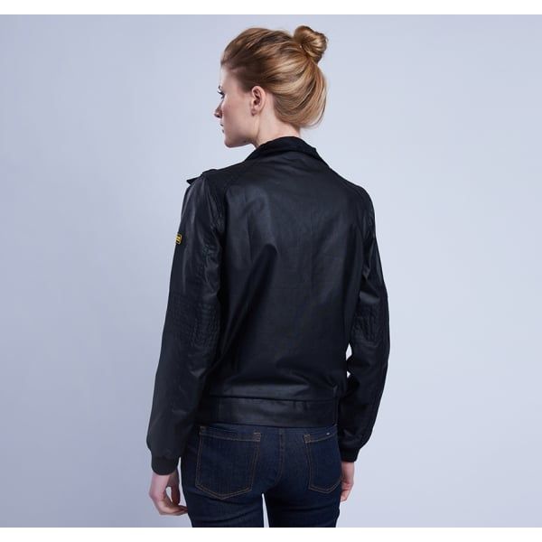 Womens Black Tain Waxed Jacket