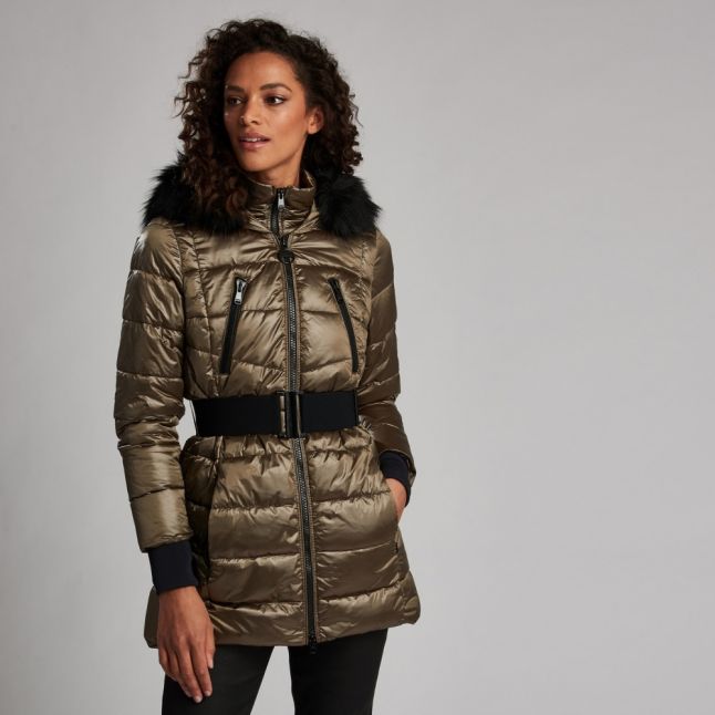 Womens Bronze Premium Arena Hooded Quilted Coat