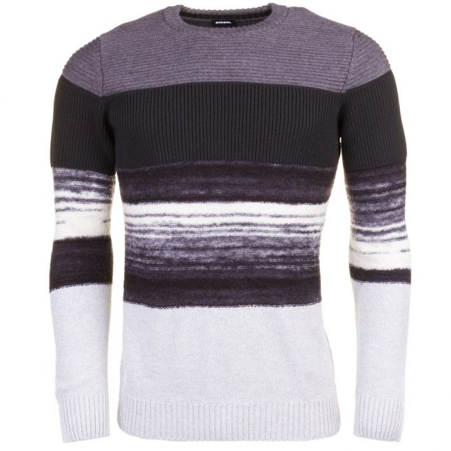 Mens Grey K-Baccanalis Stripe Knitted Jumper