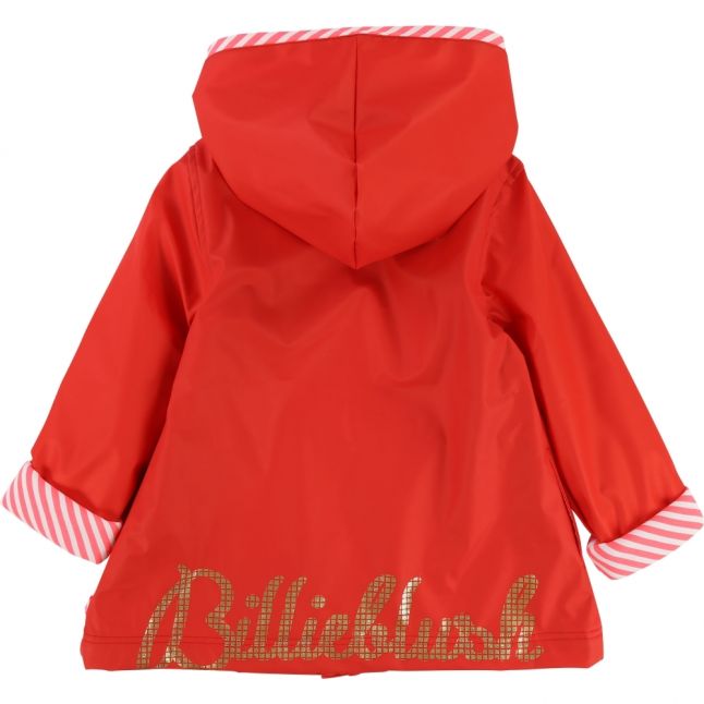 Girls Red Orange Logo Raincoat