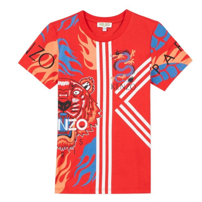 Boys Red Jepepe Tiger Dragon Mix S/s T Shirt