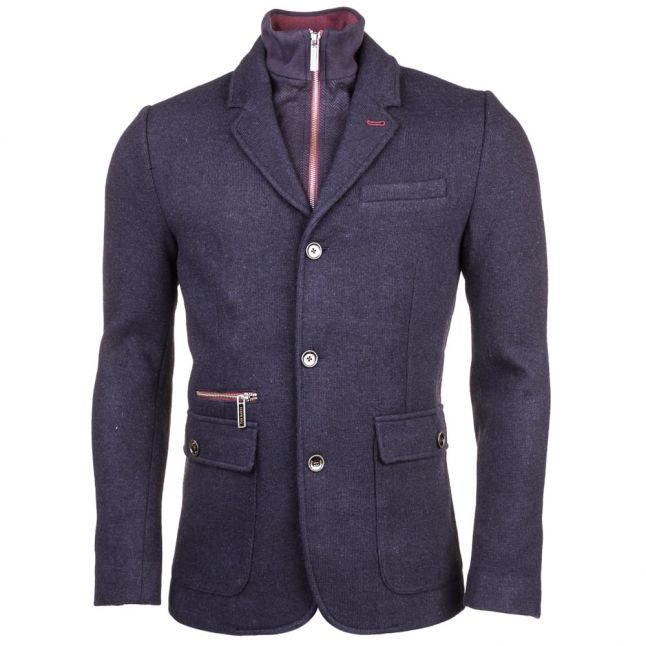 Mens Navy Dom Funnel Neck Jacket