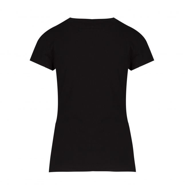 Womens Black Iridescent Metallic Logo S/s T Shirt