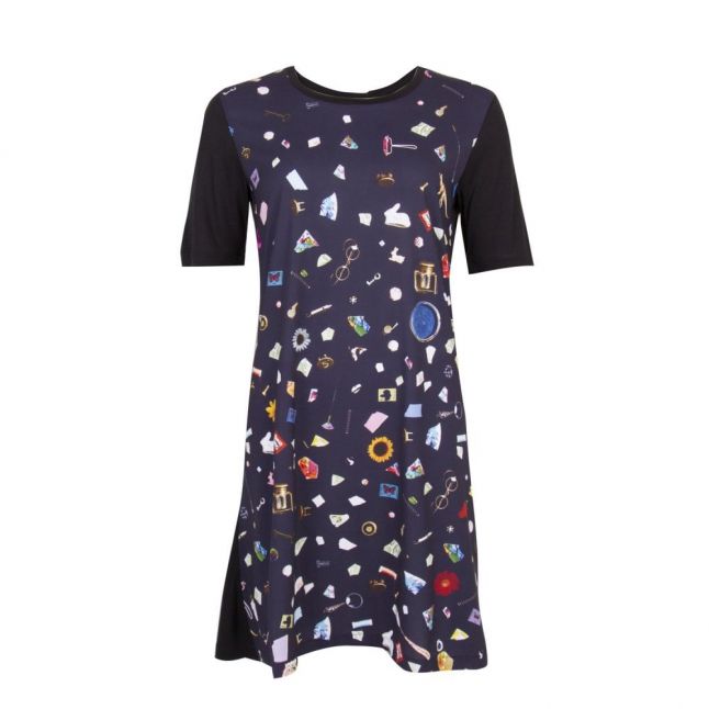 Womens Black Trinket Print T Shirt Dress